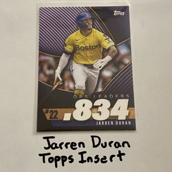 Jarren Duran Boston Red Sox Outfielder Topps Short Print Insert Card. 