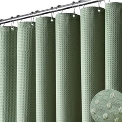 Dynamene 60 inch Stall Shower Curtain - Waffle Weave Heavy Duty Thick Fabric Shower Curtains for Bathroom,Weighted Hotel Spa Luxury Cloth Bath Curtain