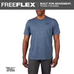 Milwaukee Men's Large Blue Cotton/Polyester Short-Sleeve Hybrid Work T-Shirt #MIL-160