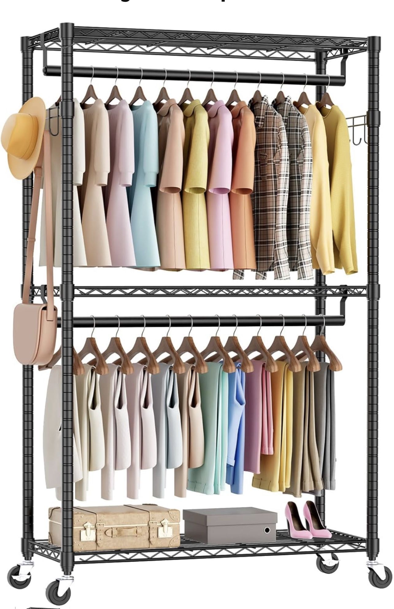 Clothes rack with wheels
