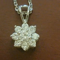 REAL MINED NOT LAB Diamond Flower Pendant NEW 14K