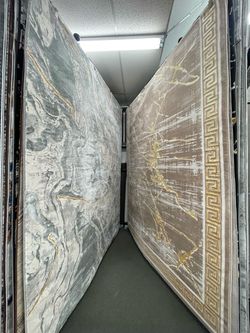 Large Area Rugs with Marble and Gold Design