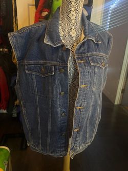 Denim Jean Vest Button-Front