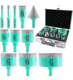 Diamond Core Drill Bits Set 11pcs Tile Hole Saw Kit Triangle Shank - Y59