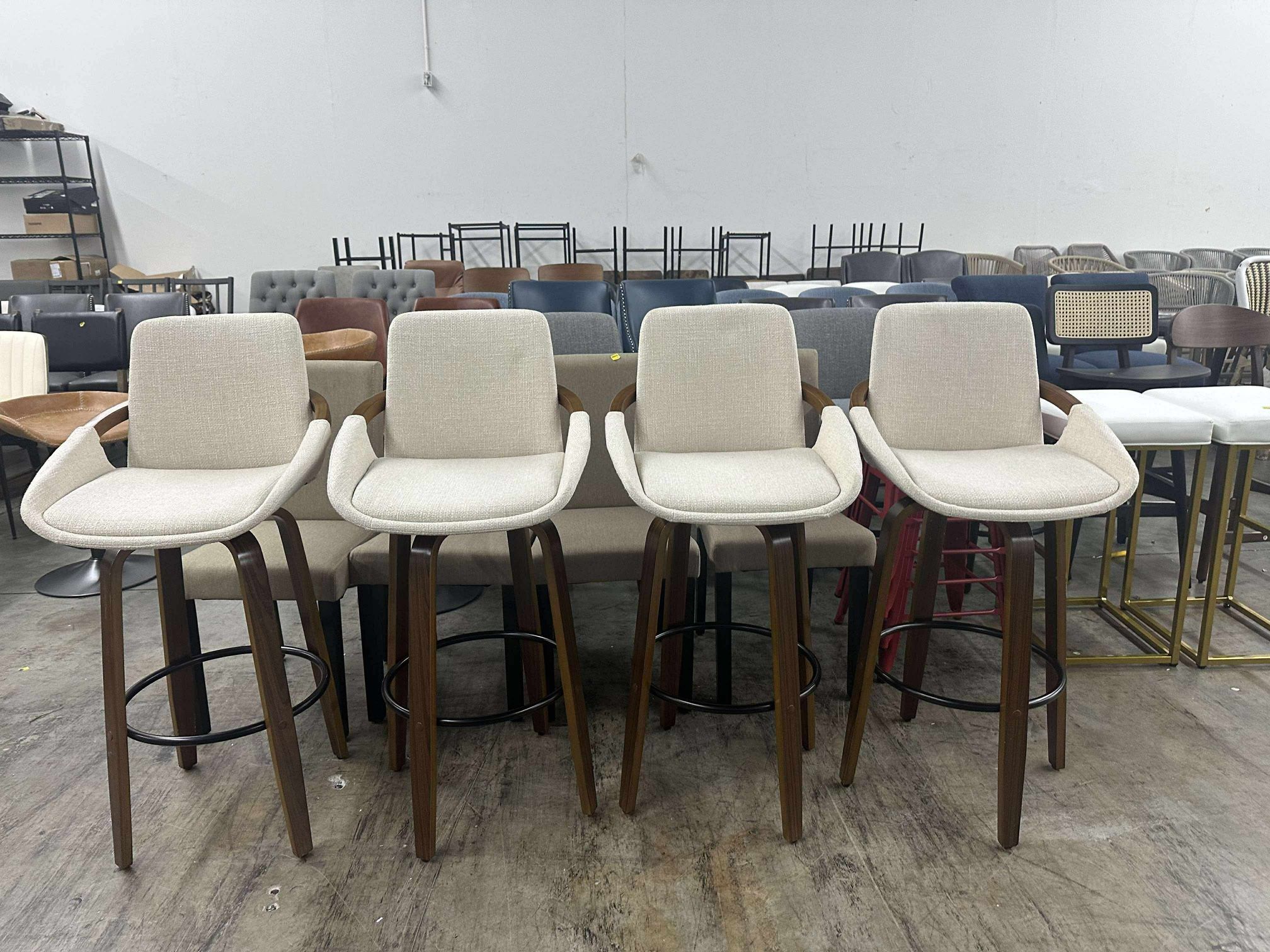 Set of 4, Counter Height Barstools,Mid Century Modern Retro Bar Chairs(scratches on the leg)