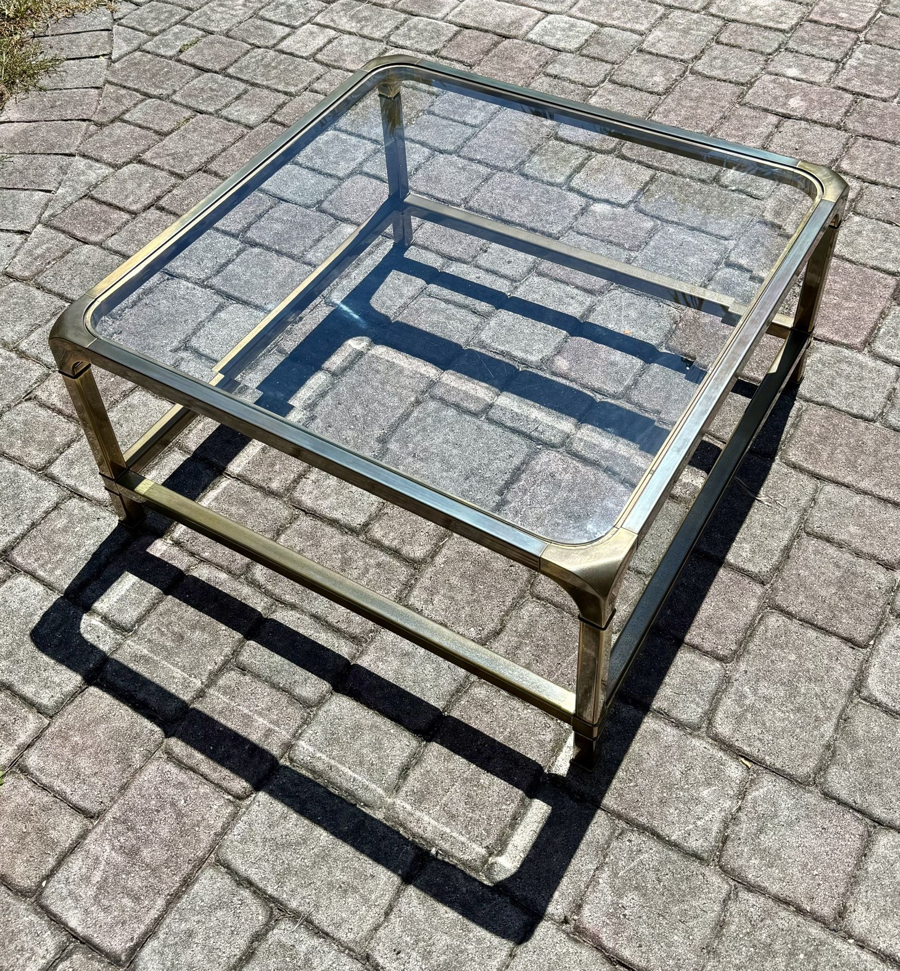 ⭕️ Vintage MasterCraft Brass & Glass Waterfall Coffee Table – MCM
