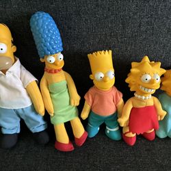1990 The Simpsons Burger King Plush Dolls Set of 5 Figures