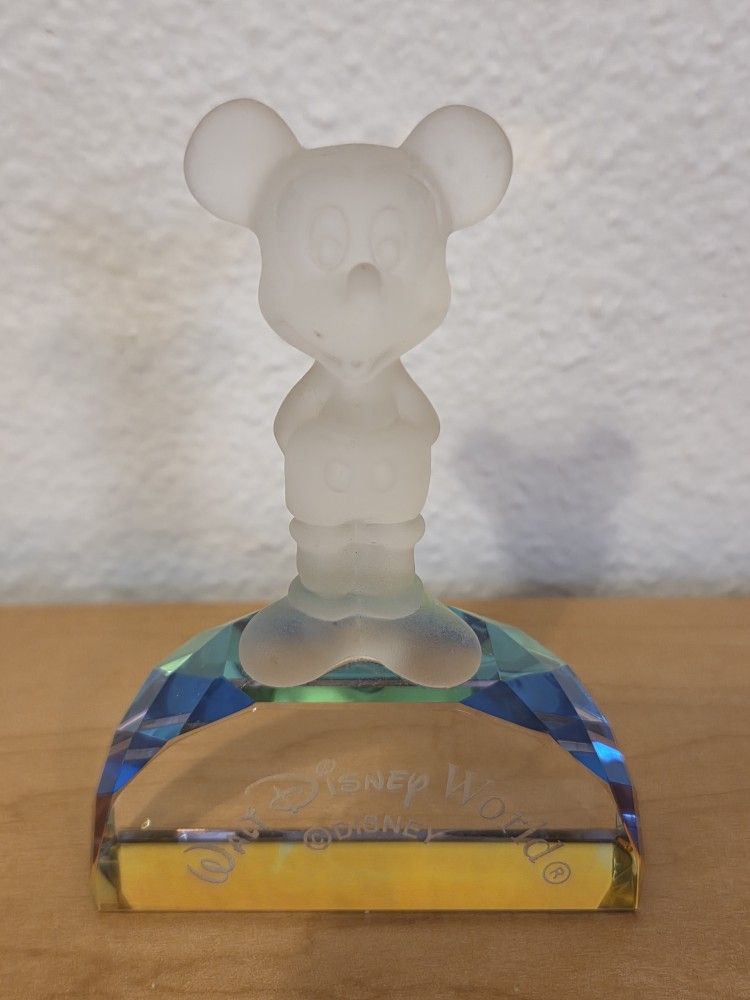 Walt Disney World Mickey Mouse Arribas Bros Frosted Crystal Statue 