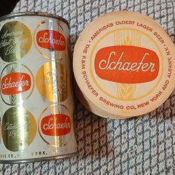 1960s Schaefer Beer Can & 25 Coasters