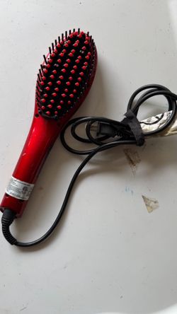 Red Electric Hair Straightener Brush