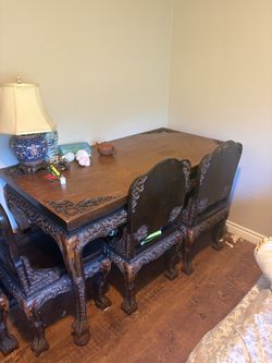 Solid wood dining table and 4 chairs