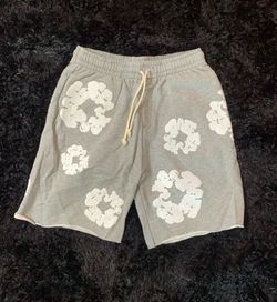 Grey Denim Tear Shorts