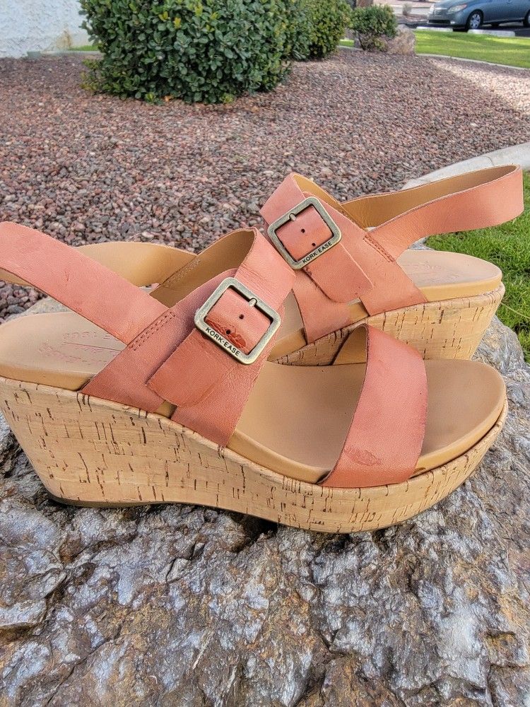  KORK-EASE Aimeho Wedge Sandals pink size 9 m 3.1/4" heels