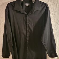 Van Heusen Men's Black Dress Shirt 17 1/2  34/35 Regular Fit