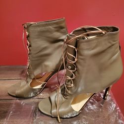 Jimmy Choo Minka Leather Lace Up Heeled Booties