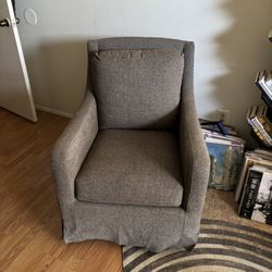 2 Rocker Swivel Chairs Dark Brown Fabric 