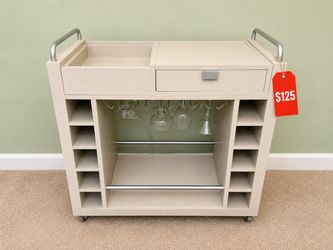 Rolling Bar Cart with Wine Storage