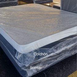 NEW Queen-Size PILLOW TOP MATTRESS and BOX SPRING. Bed frame not included 👍