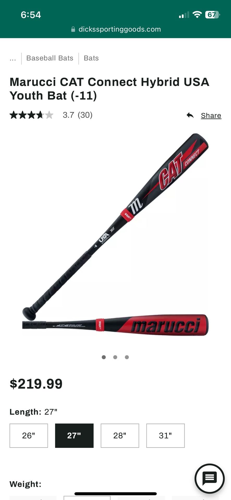 Marucci Connect. USA Bat 27”