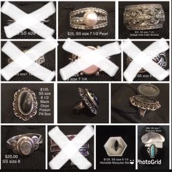 8-Sterling silver rings for sale different sizes different prices Prices Are Lowered