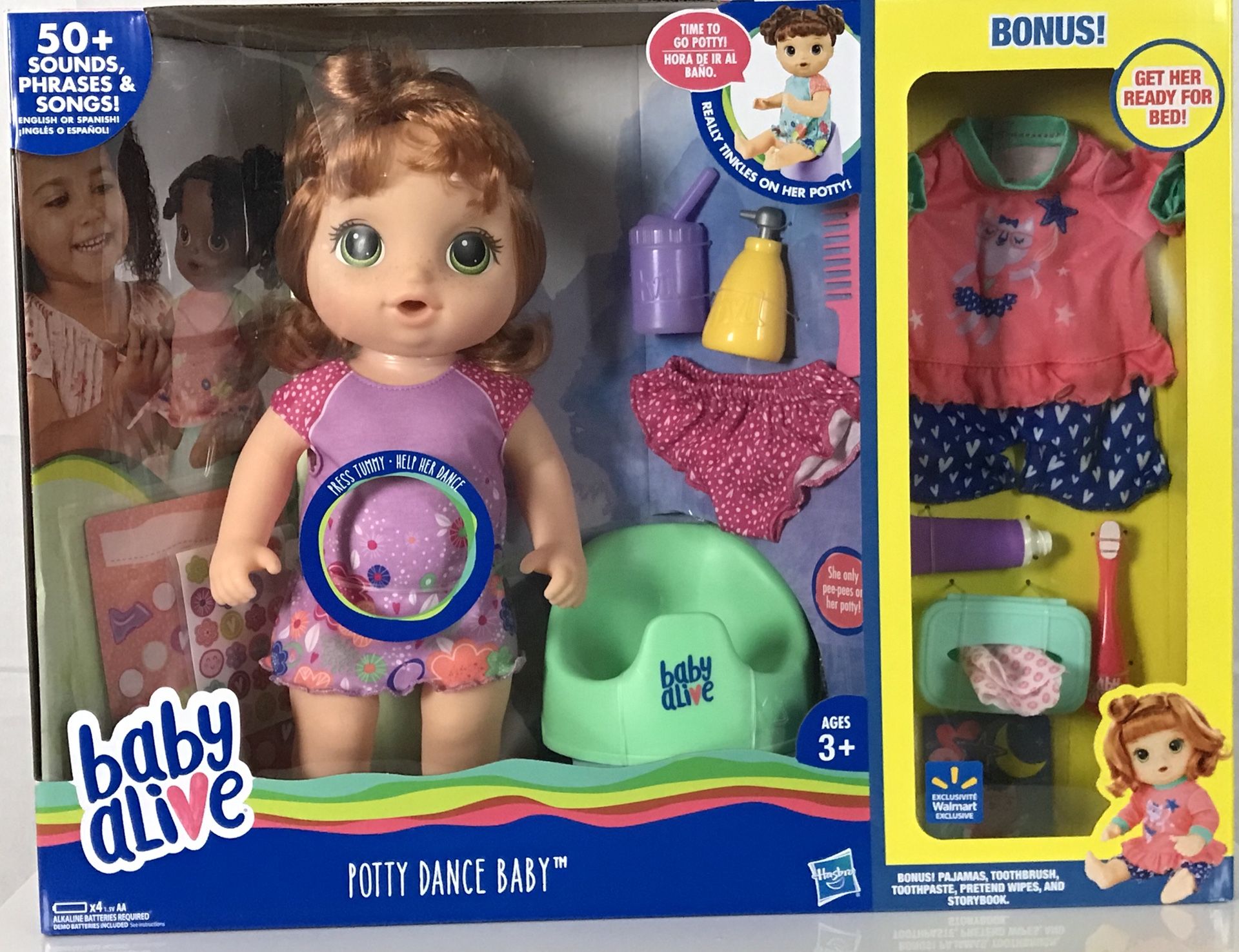 RARE Baby Alive Potty Dance- Bonus pack-Red Hair