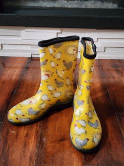 Sloggers Women's Chicken Print Rain & Garden Boots – Size 10