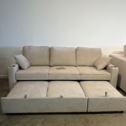 NEW Sleeper Sofá Couch Bed With Pull Out Chaise & Bed Ottoman — FREE Delivery 