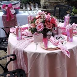 5 Light Pink Cheesecloth Table Runners For Wedding, Baby Shower, Birthday, Event Decoration 