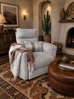 Oversized Swivel Rocker Recliner Chair – Cream/Oatmeal/gray textured Fabric – Super Comfortable