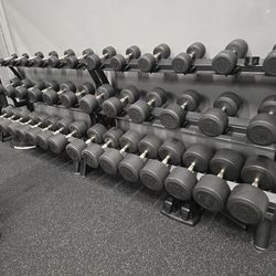 Urethane Dumbbells Hampton 5lbs - 100lbs With Tier 3 Hampton Storage Racks Gym Equipment Weights