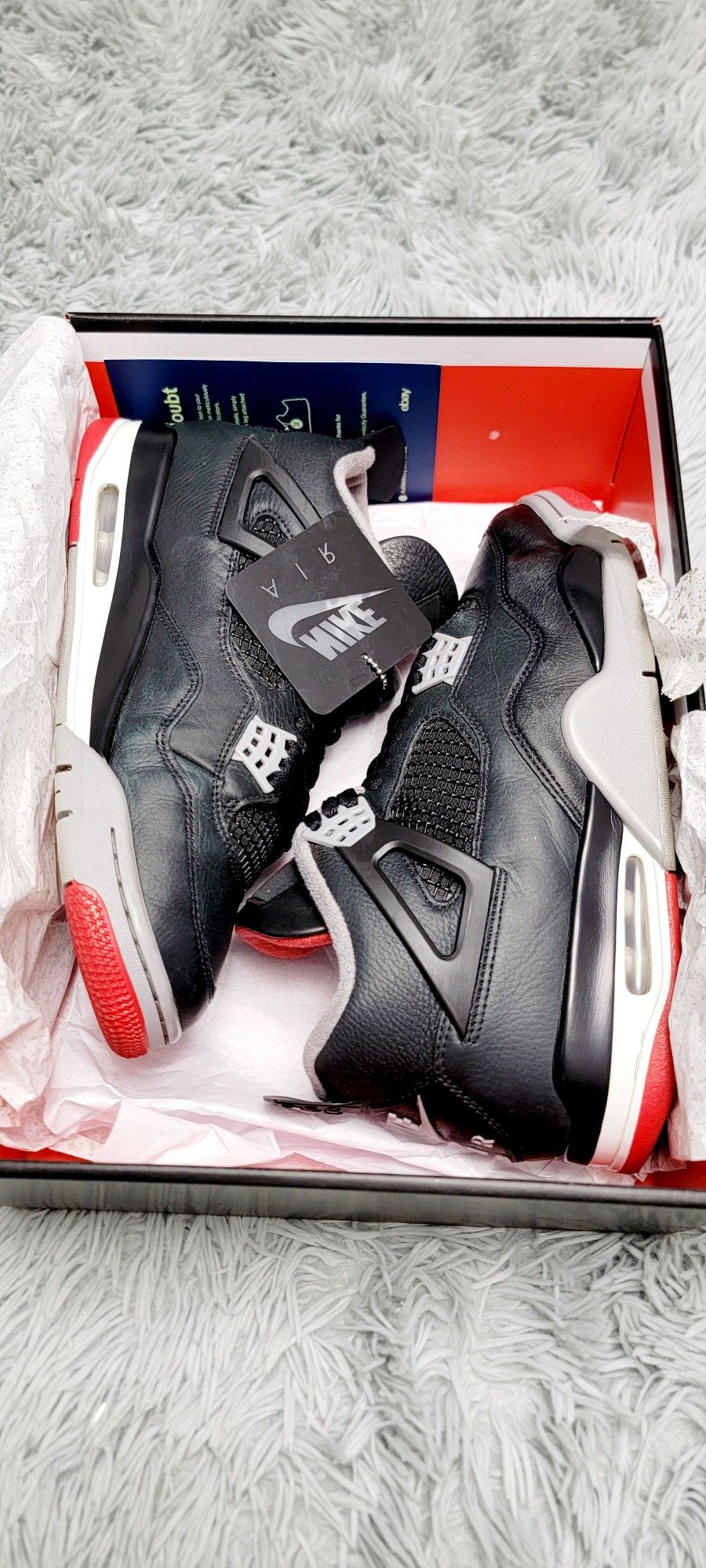 Size 10 Air Jordan 4 Retro Bred Reimagined FV5029-006 FQ8213-006.
