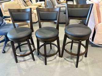 Set of 3 Swivel Bar Stools with Back
