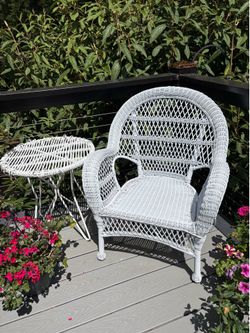 Wicker Chair and Side Table