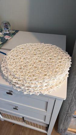 White Woven Rattan Round Placemats Set