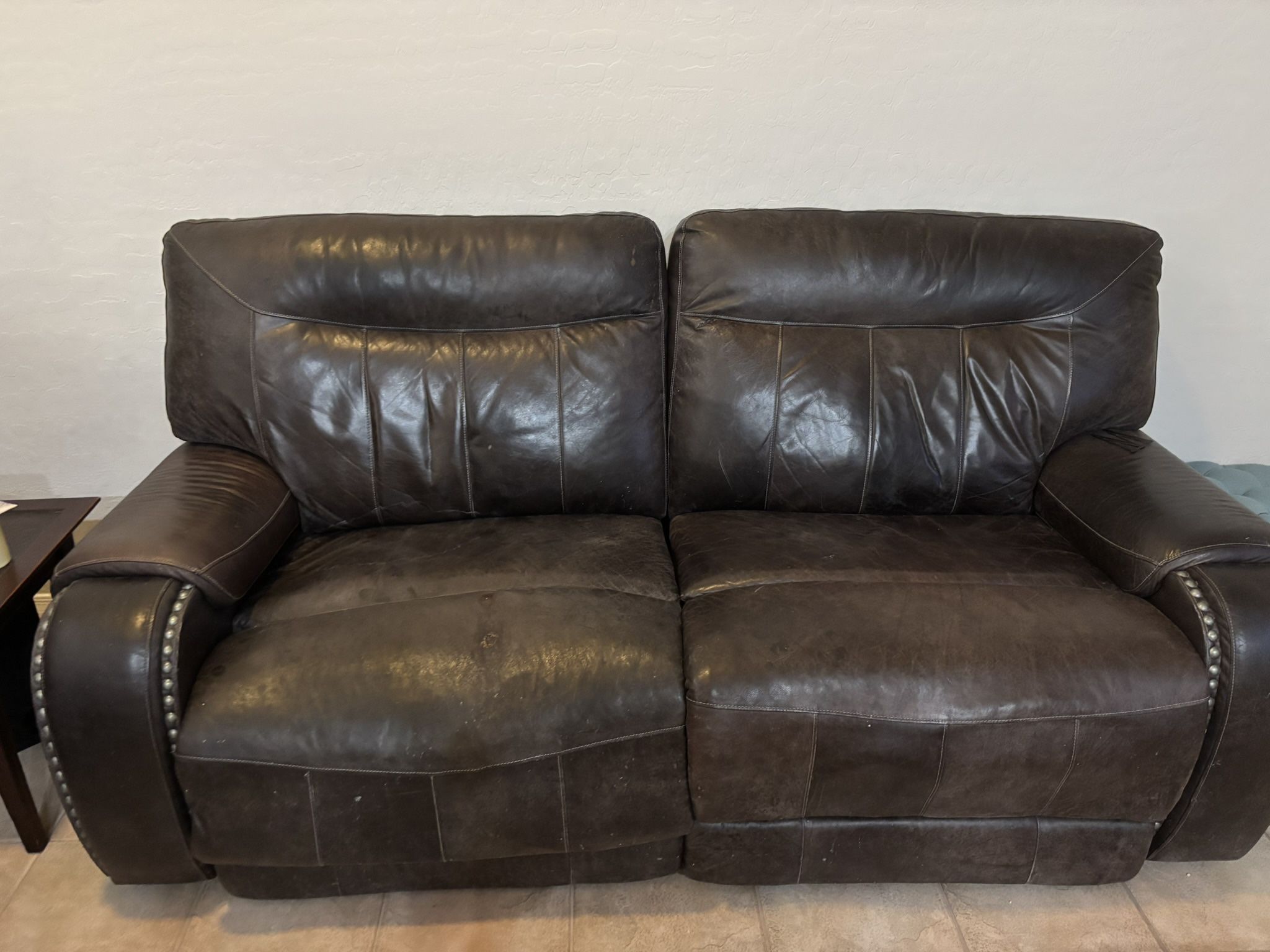 2 Leather Reclining Couches 
