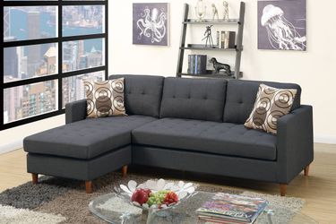 Reversible Sectional Set W/ 2 Accent Pillows, Blue Grey Sectional, Reversible Sectional Sofa, Sectionals, Sofa, Couch, Sectional perfect for Apartment