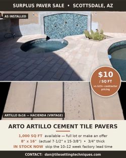 Arto "Artillo" Cement Tile Pavers – 1,100 Sq Ft – Hacienda (Vintage) – 8x16 – $10/sq ft (Over $15 at Contractor Pricing)