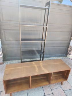 Wood TV Stand and Wood Bookshelf Set
