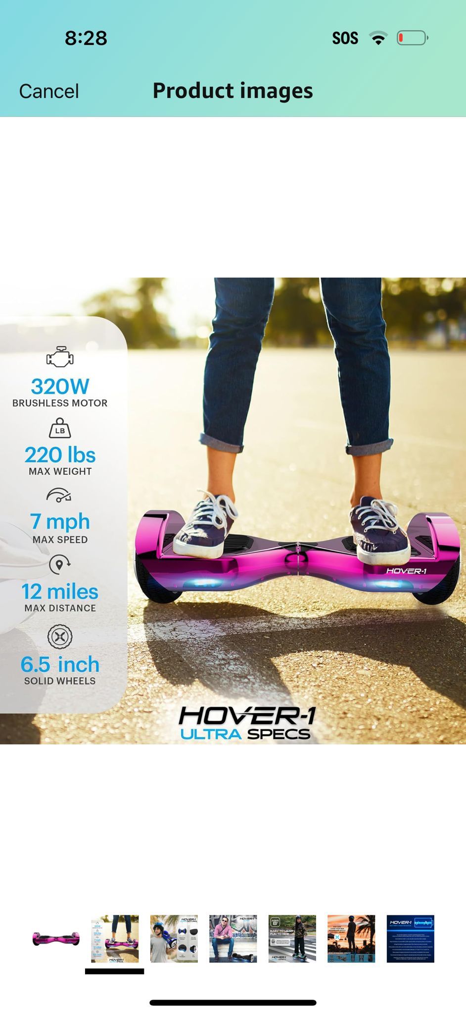 Hover-1 Ultra Electric Hoverboard - 9MPH Top Speed, 9 Mile Range, 400W Motor, Long Lasting Li-Ion Battery, Rider Modes: Beginner to Expert, 5HR Full C