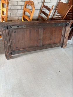 Rustic dark walnut stained wood  with iron hardware