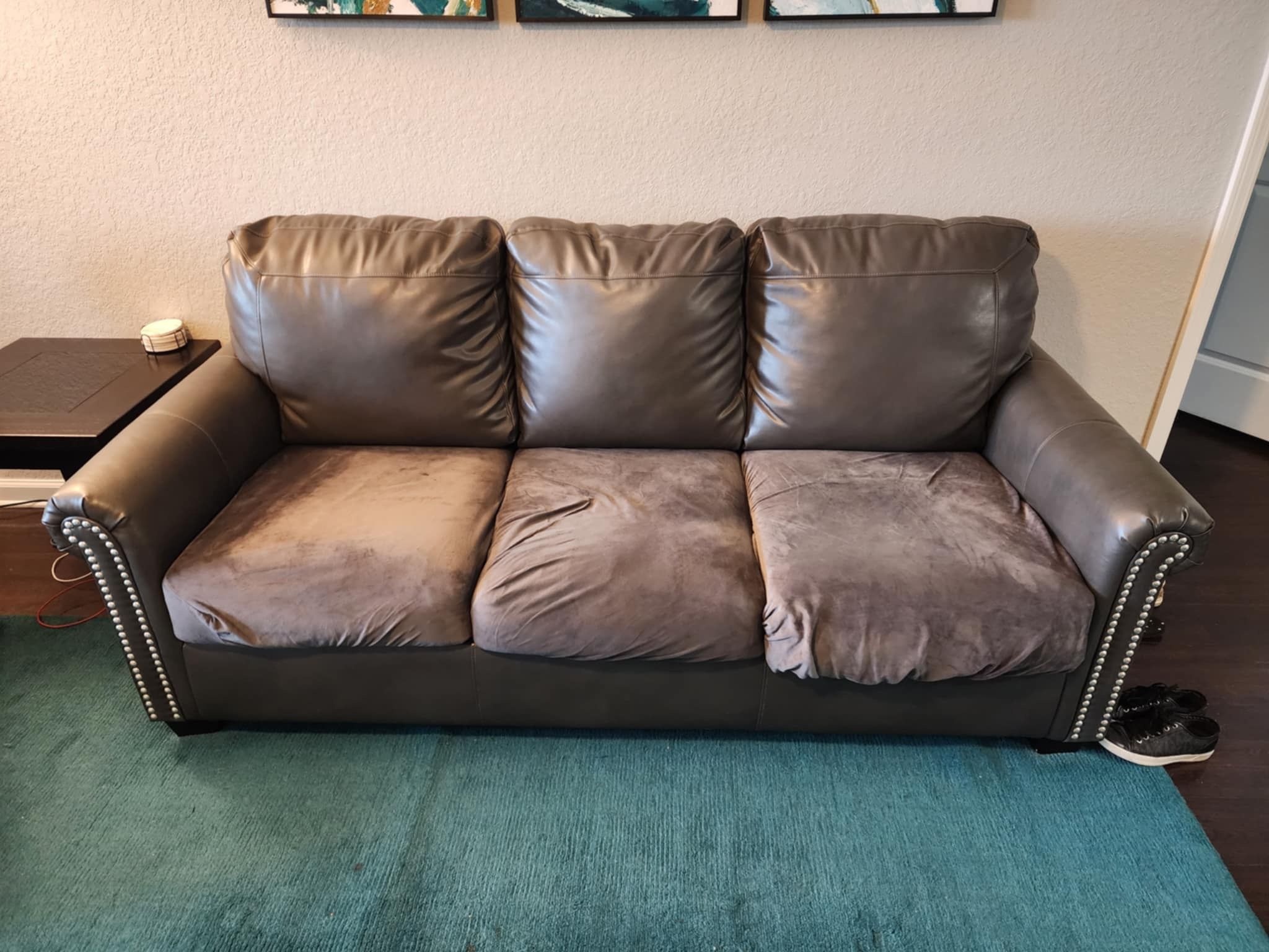 Gray Vegan-leather Sleeper Sofa - OBO