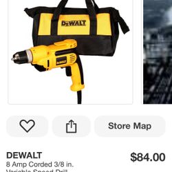 DEWALT 8 Amp Corded 3/8 in. Variable Speed Drill