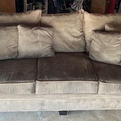 Light Brown Modern 99” Suede Sofa