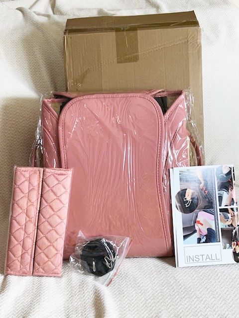 New, BeitK, 2 Pack Car Seat Covers, Universal Sideless Car Seat Protectors w/ Storage Pocket and Seat Belt Pads, (Pink)