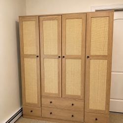4-Door Wooden Armoire Wardrobe Closet with 5 Drawers