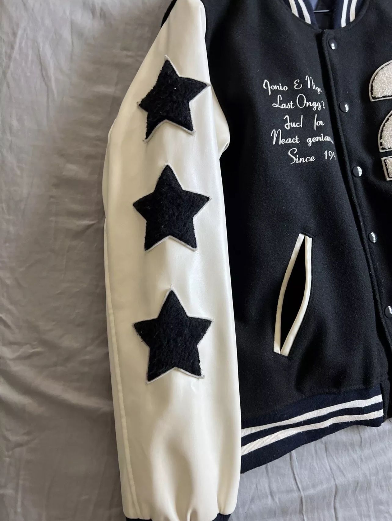 Human MadexUndercover Last Orgy 2 Leather Varsity Jacket