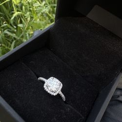Vvs1 Squared Halo Engagement Ring
