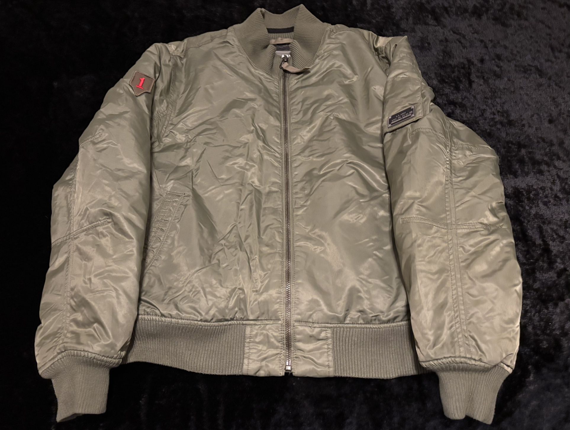 Mens 2XL US Army 1st Infantry Division Big Red One Bomber Jacket