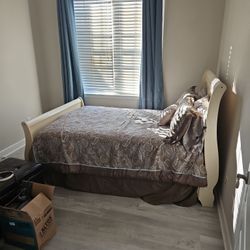 Full Size BED Box Spring Matress Creme COLOR Frame 