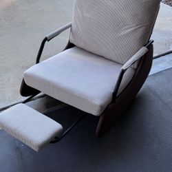 Foldable Adult Rocking Chair with Padded Plush Seat with High Backrest Lazy Person Sofa with Footrest Home Balcony Read